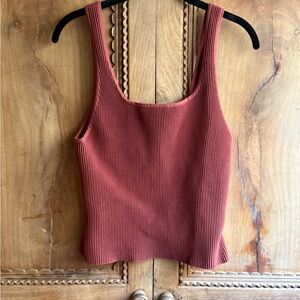 Babaton Pink Ribbed Sleeveless Tank Top